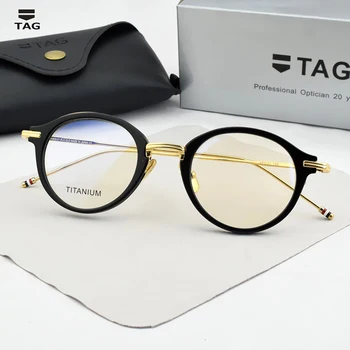 2022 брандираната Рамки За Очила, Мъжки Висококачествени Кръгли Ацетатные титанови рамки за очила, Дамски слънчеви очила TBX908, очила за четене при късогледство