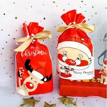Червена коледна веревочная чанта на Дядо Коледа, елен модел украса за опаковане на подаръци чанта фурна бисквити бисквити, бонбони, опаковки bag парти полза