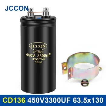 JCCON Болт Електролитни Кондензатори 450V3300UF 63,5x130 мм Винт CD136 Кондензатори CE105 ℃ Оригинал и е абсолютно Нов с Група от 2000 часа