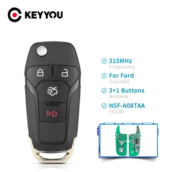 KEYYOU N5F-A08TAA Флип Дистанционно Ключ и Без Ключ, Ключодържател 315 Mhz ID49 PCF7935p Чип Hitag Pro HU101 Нож За Ford Fusion 2013-2015