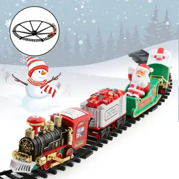 Коледен влак, който Работи на Батерии, с Реалистичен Звук и светлина Рамка за рельсового пътя, Празнична Играчки за Украса на Елхата