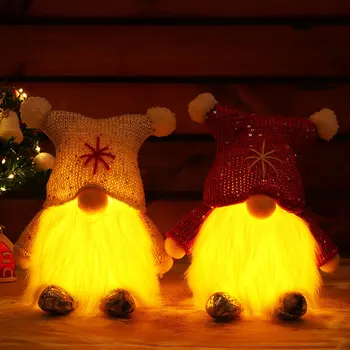 Коледна Украса Безлични Джудже Украса LED Светлинен Елф Плюшен Кукла на Коледна Елха, Висящи Навидад Детски Коледни Подаръци Играчка