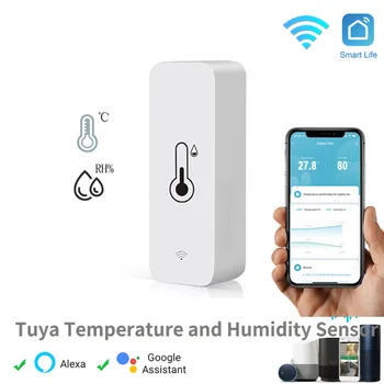 Мини Sasha Wifi Сензор за температура и влажност на въздуха Smart Life Модул за Откриване на Автоматизация на Дома на Гласово Управление От Алекса Google Assistant