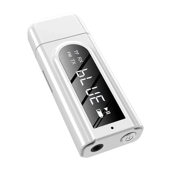 2 В 1 Bluetooth 5,0 Приемник Авто Led Aux Трансмитер FM Модулатор TF Cardreader с Микрофон Ръчно Разговор 3,5 ММ Кабел
