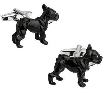 Сладки животни куче булдог черен вълк куче копчета за ръкавели коледа петно не избледняват и не се боядисва добро качество копчета за мъжки лукс