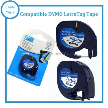 10 бр./лот пластмасова лента DYMO Letratag 12 мм, черен цвят на бял LT 91201 за принтер dymo LT