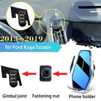 30 W Притежателя на Мобилен Телефон за Ford Kuga Escape 2013 ~ 2019 GPS отдушник Скоба Поставка Поддръжка на Безжична Бързо Зареждане Тава Аксесоари