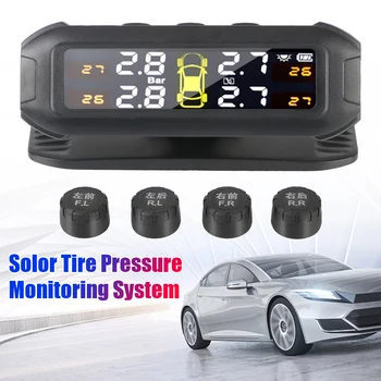 Монитор за налягането в автомобилните гумите Solar ГУМИТЕ Предупреждение За температура Икономия на гориво Система за Контрол на налягането в гумите с 4 Външни сензори