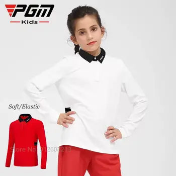 PGM/ Нова Есенна Детска риза за голф с дълги ръкави, Еластични Тениски-топка за голф, за момичета, Ветрозащитный Спортен Трикотаж, Детски блузи S-XL