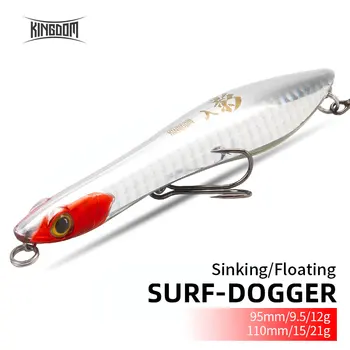 KINGDOM SURF-DOGGER Потъването на Плаващия Молив Риболовна Стръв 95 мм 110 мм Дълъг Заброс Светещи Попър Воблери, Изкуствени Примамки Примамки