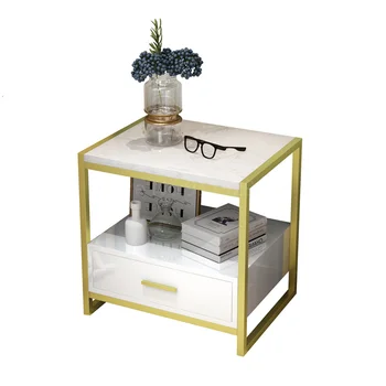 Скандинавска проста модерно нощно шкафче от ковано желязо, модерни лека луксозна златна закачалка за спални, висококачествен мрамор шкаф за съхранение