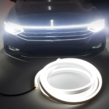 12V Автомобилни Фарове Капак LED Дневни Светлини Ленти Гъвкави Динамични Атмосферни Лампа Водоустойчива Цветна Светлина