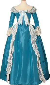 Бална рокля на кралица Мария-Антоанета, средновековна викторианска синя бална рокля в стил рококо, сватбената рокля на принцеса, Рокля Южна Красавица времето на Гражданската война