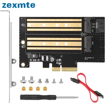 Zexmte M. 2 PCIe Адаптера на Картата Поддръжка на PCIe 3,0х16х8х4для 2280 2260 2242 2230 SSD за NVMe/SATA SSD, Windows 7/8.1/10 и macOS