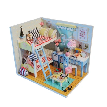 Куклена Къща, Мебели, направи си САМ Миниатюрен 3D Дървен Миниатюрен Куклена Къща Играчки За Деца Подаръци За Рожден Ден, Безплатна Пылезащитная на Кутията