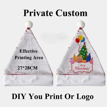 Коледна шапка по поръчка, Направи си сам, Снимка/Лого, Необичаен Коледен подарък, само за Теб, Коледна шапка с пайети Навидад