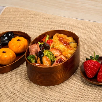 Японски стил пътна скоростна естествени кутии за bento суши дървен калъф здравословните съдове за готвене купа контейнер за храна-обяд за пикник съхранение