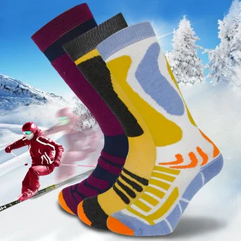 Вълнени Ски Чорапи За Спорт На Открито Ски Чорапи Дълги До Коляното Туризъм Топли, Дишащи бързо съхнещи Чорапи за Ски На Открито Колоездене