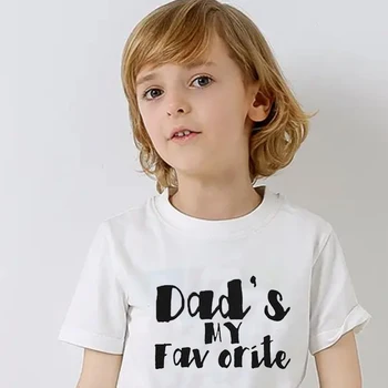 Детски дрехи за майки и деца, детски тениски за по-малките момчета и момичета, пълнозърнести меки летни тениски с къс ръкав и надпис Dad's My Far Orite