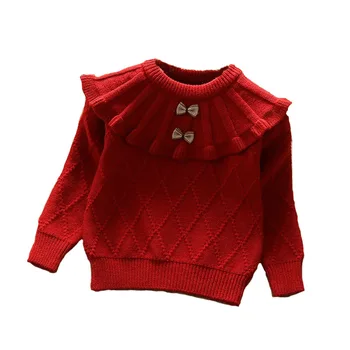 Детски пуловер пуловер с висока воротом нов фонд за есен-зима 2021 година от 1 до 6 години за малки момичета риза с дълги ръкави 