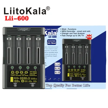 LiitoKala lii-600 Li-ion-3,7 V Ni-MH1.2V Зарядно устройство за батерията, 4 слота за Дискове за зареждане 18650 16340 14500 Зарядно устройство DC12V