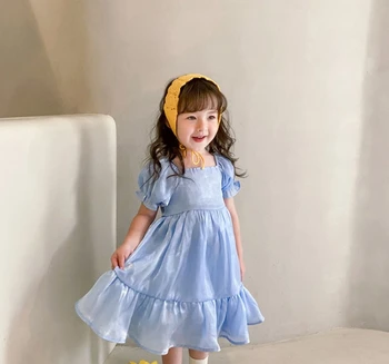 2022 Лятото синя рокля за малки момичета, Скъпа детски дрехи принцеса, 5 бр./лот на едро