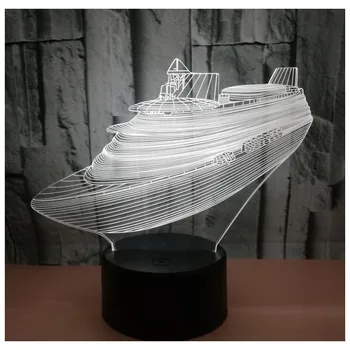 3D led нощна светлина Кораб Яхтата е с 7 Цветове на Светлината, за да украсят Дома Лампа Невероятна Визуализация Оптична Илюзия е Страхотна