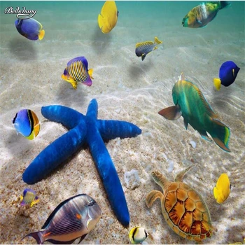 beibehang Потребителски мащабни фрески на подводния свят морска звезда морската вода 3D удебеляване на пода водоустойчив износостойкая от PVC фолио