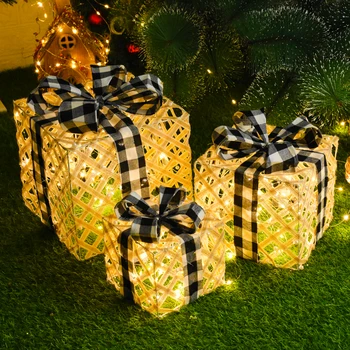 Коледен Подарък Кутия от Ратан, Украса 2022, Нова година коледна украса за дома, Led Подарък Кутия за Рожден ден, Коледа Търговски Център, Декорация на Сцена