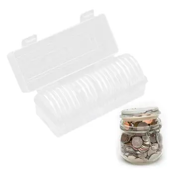 20 Капсули за монети със защитна подложка 5 размери и 1 пластмасова кутия за съхранение на колекции монети 18 мм / 23 мм / 28 мм / 33 mm / 38 мм