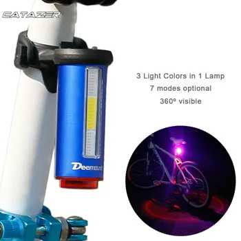 Велосипеди заден фенерче в 3 Цвята в 1 Лампа LED COB Визуално предупреждение на Велосипеди Задна светлина 100LM 850aAH Акумулаторна задна светлина Led фенер Велосипеди