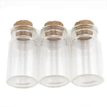 50шт 22 * 33 mm 5 мл, Прозрачни Стъклени Бутилки за Желания, Флакони със Запушалка, на едро, е мини-стъклена бутилка с обем от 5 мл с дървена запушалка