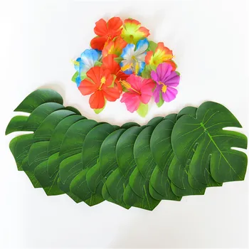 12шт Изкуствени Тропически Палмови Листа Тропически Декор За Парти Luau Лятна Парти Украса на Масата на Хаваите Джунглата Вечерни Аксесоари