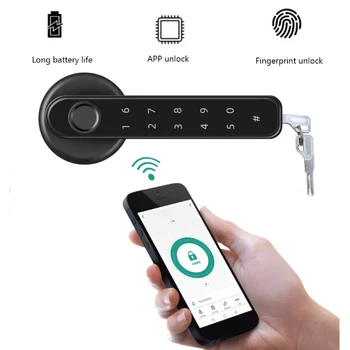 Bluetooth-съвместима Система за Заключване на вратите с 2 Ключове, Електронни Дръжки на Вратите, Заключване за Влизане без ключ, Заключване за защита от Пръстови отпечатъци за Спални