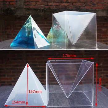 JX-LCLYL 1бр Супер Пирамида Силиконова Форма на DIY Смола Занаят Бижута Мухъл + Пластмасова Рамка