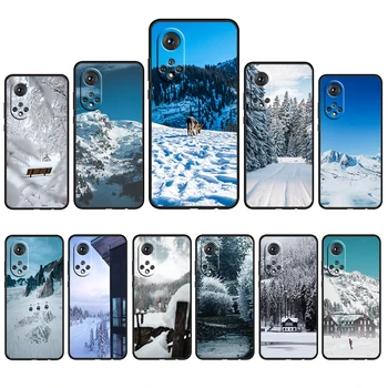 Зимна Снежна Ден За Huawei Nova 9 8 7 6 5 4 3 8и 8SE 7SE 6SE 5T 5i 2и Lite2 Pro 4G 5G Мек Черен Калъф за вашия телефон