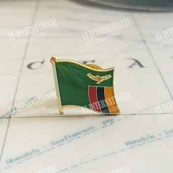 Национален флаг на Замбия Crystal Епоксидни Метална Емайл Икона Брошка Колекция Сувенири, Подаръци Игли За Ревери Аксесоари Размер1.6*1.9 см