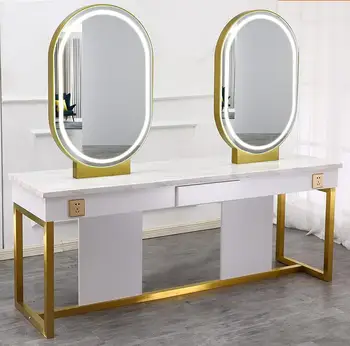 Фризьорски огледален салон с лампа съвременно коса огледало