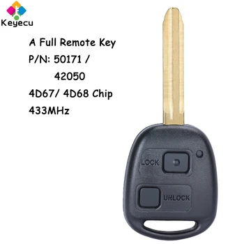 KEYECU дистанционно Управление на Автомобилен Ключ с 2 Бутона 433 Mhz 4D67/4D68 за Toyota RAV4 Prado 120 Tarago Kluger Avensis Fob 50171/42050