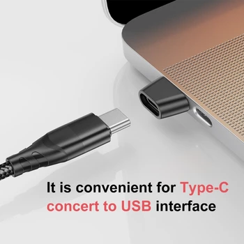 OTG Конвертор USB Мъжки към Type C Женски Адаптер за Кабел Type C Зарядно Устройство за Пренос на Данни PD Бързо Зареждане на QXNF