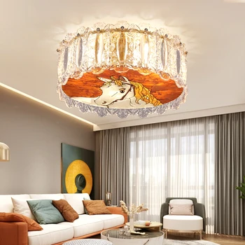 2021 нова светлина луксозен crystal главна спалня на тавана лампа топло постмодернистский прост, лампа за дневна емайл креативна лампа