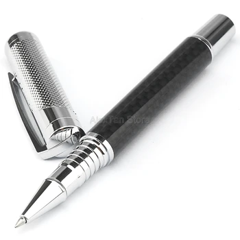 Химикалка химикалка с Валяк От Въглеродни Влакна Fuliwen, Елегантни, Черни на Цвят, с високо Качество на Бизнес-Дръжка За Офис Дръжки