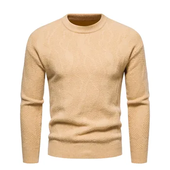 Ново Записване, Мъжки Пуловер, Класически Обикновена Дишащи Топли Пуловери с Дълъг Ръкав, Мъжки Пуловери