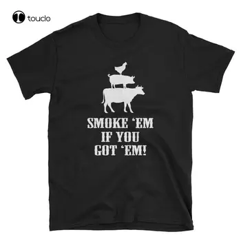 Забавна Тениска За Барбекю, Мъжка Тениска За Пушачи Месо На Скара на дървени въглища, Подарък за Пушач, Размер 5Xl, Памучен Тениска Унисекс