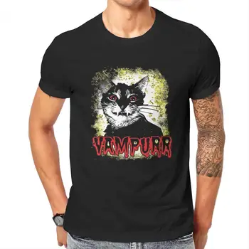 Мъжки t-shirt Vampurr Vampire Ужас, Забавни Тениски с Котки за Хелоуин, 100% Памучен Дрехи, Новост, Тениска с Къс Ръкав, Идея за Подарък Тениска