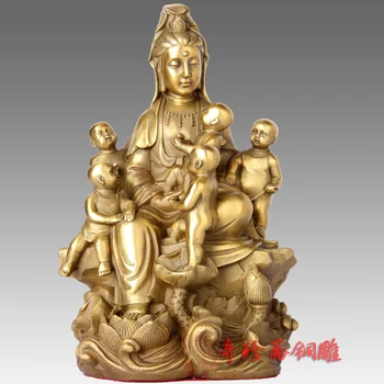 Бронзова статуя Гуаньинь мед рядко Zhai пет Гуаньинь Буда Авалокитешвара се моли
