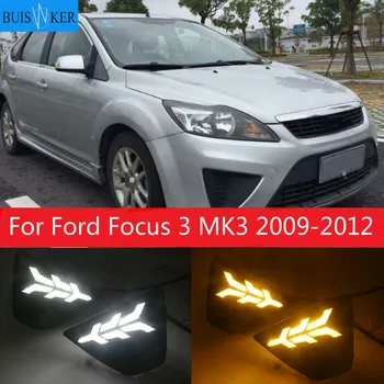 Делото Противотуманной светлини DRL LED с функции жълт мигач За Ford Focus 3 MK3 2009-2012 Дневен Ходова светлина