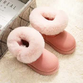 детски Първите проходилки за бебета топло обувки от изкуствена кожа за момичета, детски обувки Кожени детски Зимни обувки за момчета