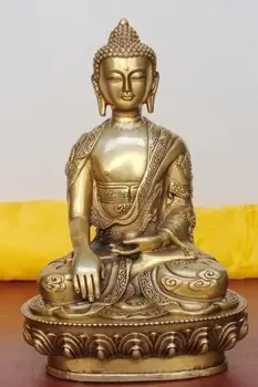 Китайски Тибет Тибетския Будизъм е бронзова статуя на буда Шакямуни 15 см Бронзова сватбена мед Украса от тази Месинг