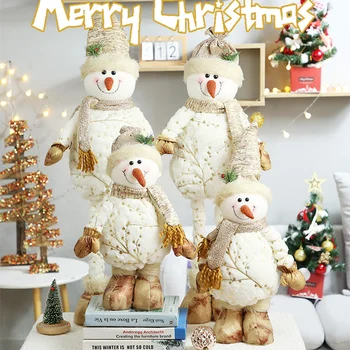 Бяла Растягивающаяся Коледна Кукла На Дядо Коледа, Снежен Човек Плюшени Стая Кукли Коледна Украса Натал Навидад Подарък За Нова Година Начало Декор